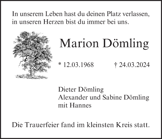 Anzeige von Marion Dömling von MGO