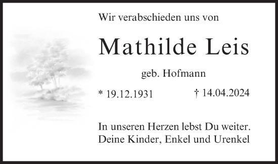 Anzeige von Mathilde Leis von MGO