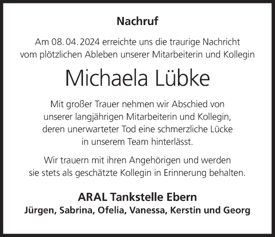 Anzeige von Michaela Lübke von MGO