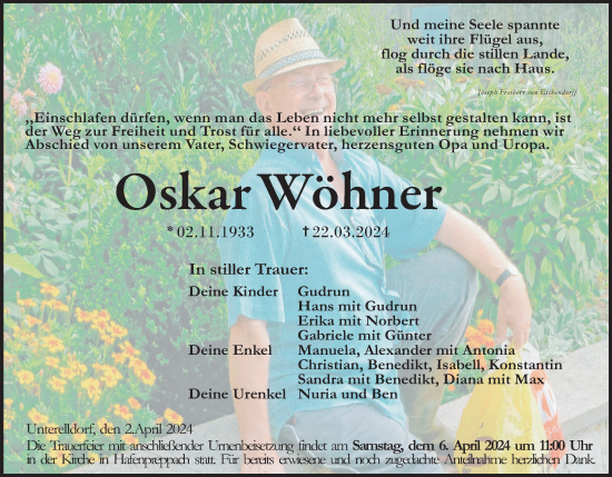 Anzeige von Oskar Wöhner von MGO