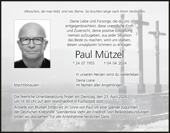 Anzeige von Paul Mützel von MGO