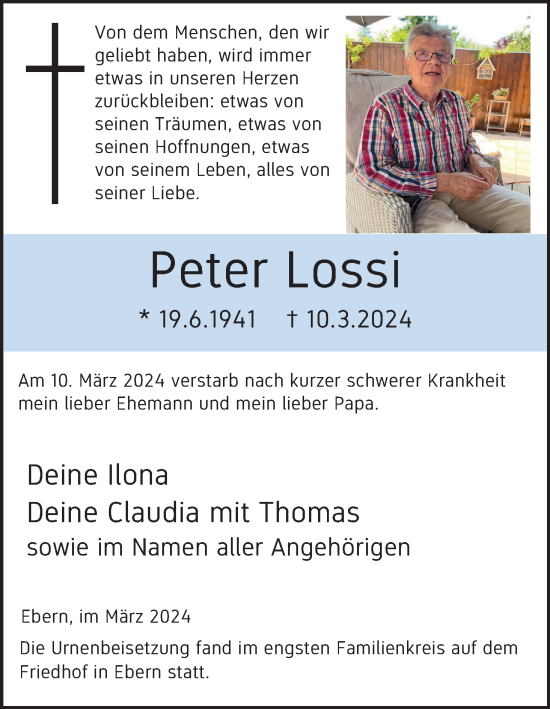 Anzeige von Peter Lossi von MGO