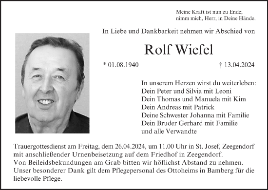 Anzeige von Rolf Wiefel von MGO