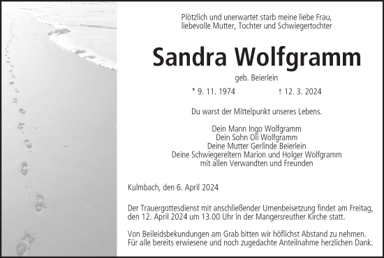 Anzeige von Sandra Wolfgramm von MGO
