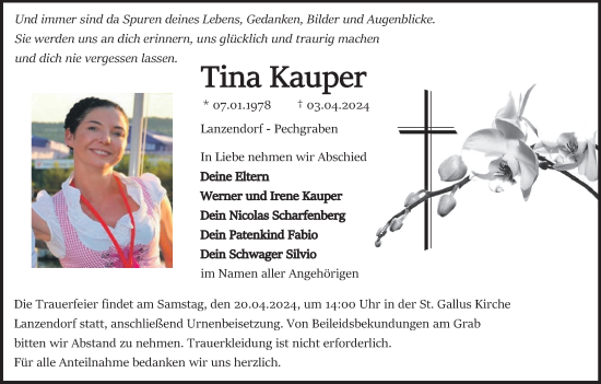 Anzeige von Tina Kauper von MGO