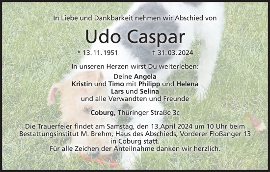 Anzeige von Udo Caspar von MGO