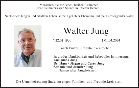 Anzeige von Walter Jung von MGO