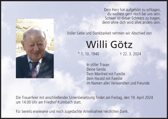 Anzeige von Willi Götz von MGO