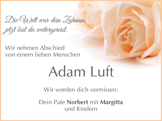 Anzeige von Adam Luft von MGO