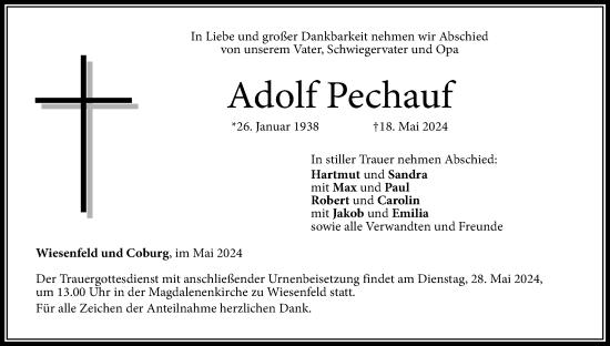 Anzeige von Adolf Pechauf von MGO