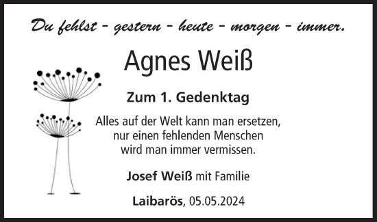 Anzeige von Agnes Weiß von MGO