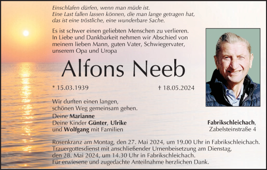 Anzeige von Alfons Neeb von MGO