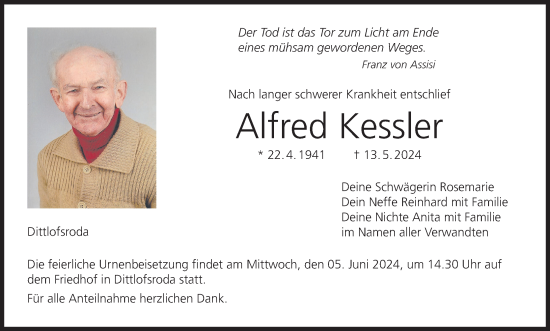 Anzeige von Alfred Kessler von MGO