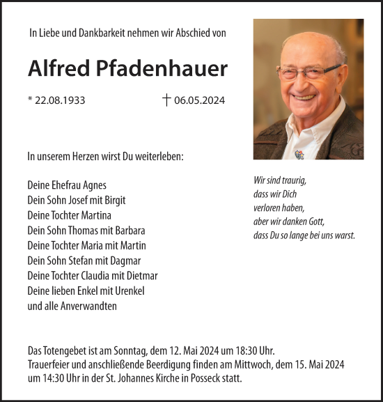Anzeige von Alfred Pfadenhauer von MGO