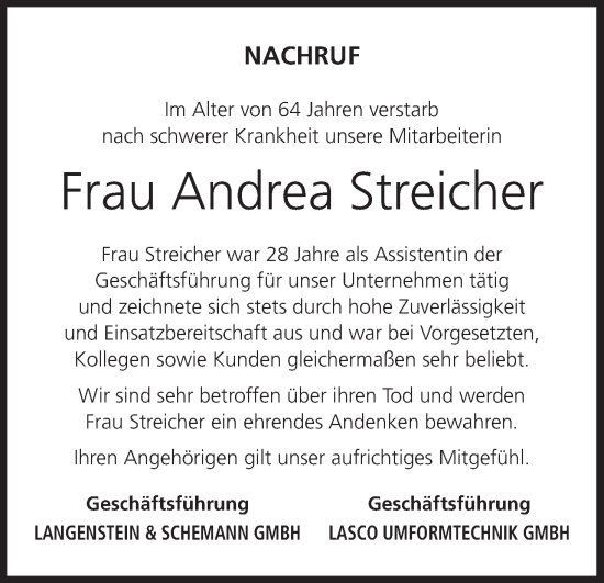 Anzeige von Andrea Streicher von MGO