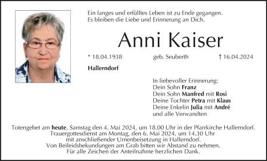 Anzeige von Anni Kaiser von MGO