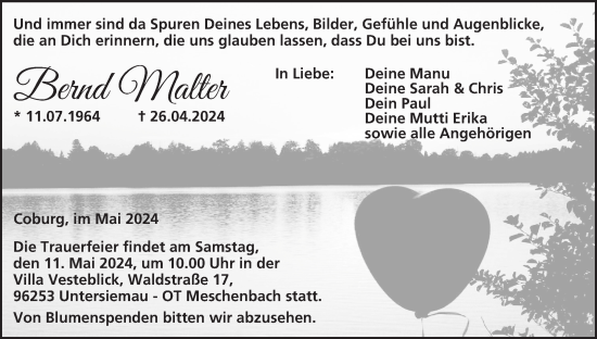 Anzeige von Bernd Malter von MGO