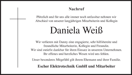 Anzeige von Daniela Weiß von MGO