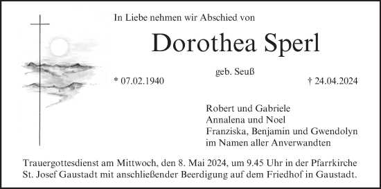 Anzeige von Dorothea Sperl von MGO