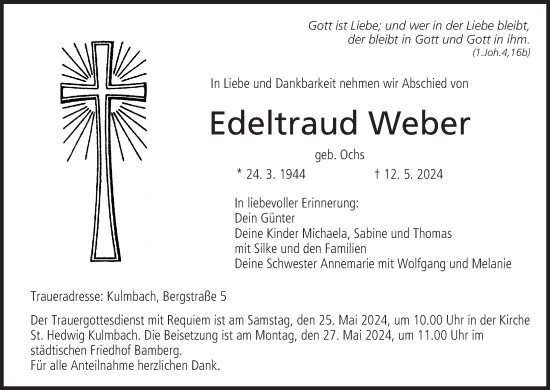 Anzeige von Edeltraud Weber von MGO