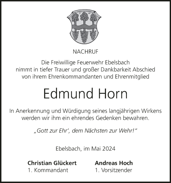 Anzeige von Edmund Horn von MGO