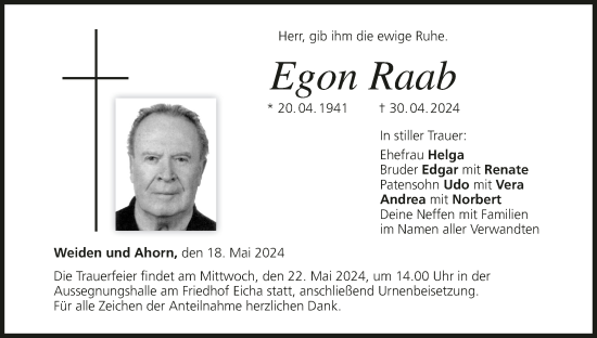 Anzeige von Egon Raab von MGO