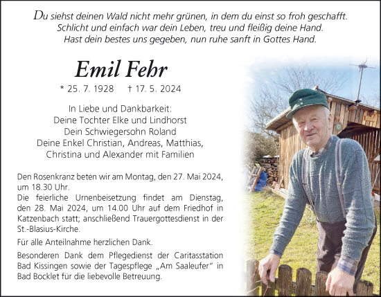 Anzeige von Emil Fehr von MGO