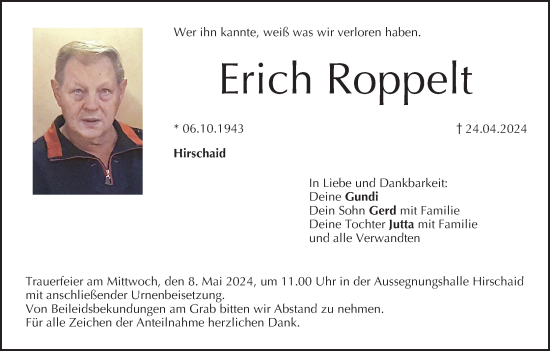 Anzeige von Erich Roppelt von MGO