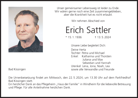 Anzeige von Erich Sattler von MGO