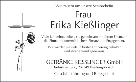 Anzeige von Erika Kießlinger von MGO