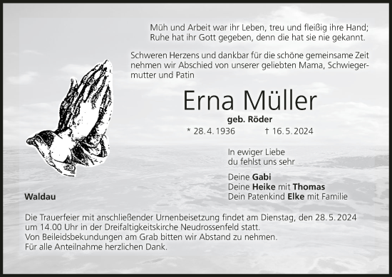 Anzeige von Erna Müller von MGO