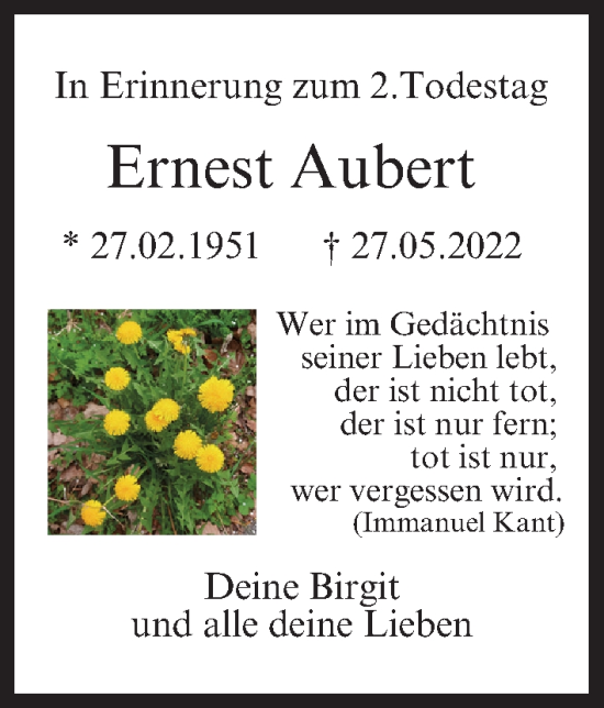 Anzeige von Ernest Aubert von MGO