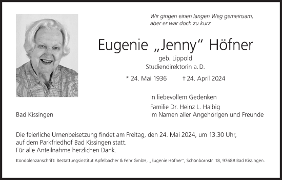 Anzeige von Eugenie Höfner von MGO