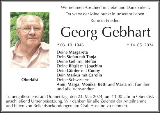 Anzeige von Georg Gebhart von MGO