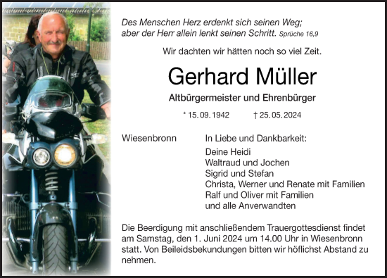 Anzeige von Gerhard Müller von MGO