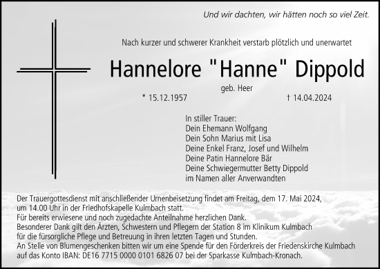 Anzeige von Hannelore Dippold von MGO