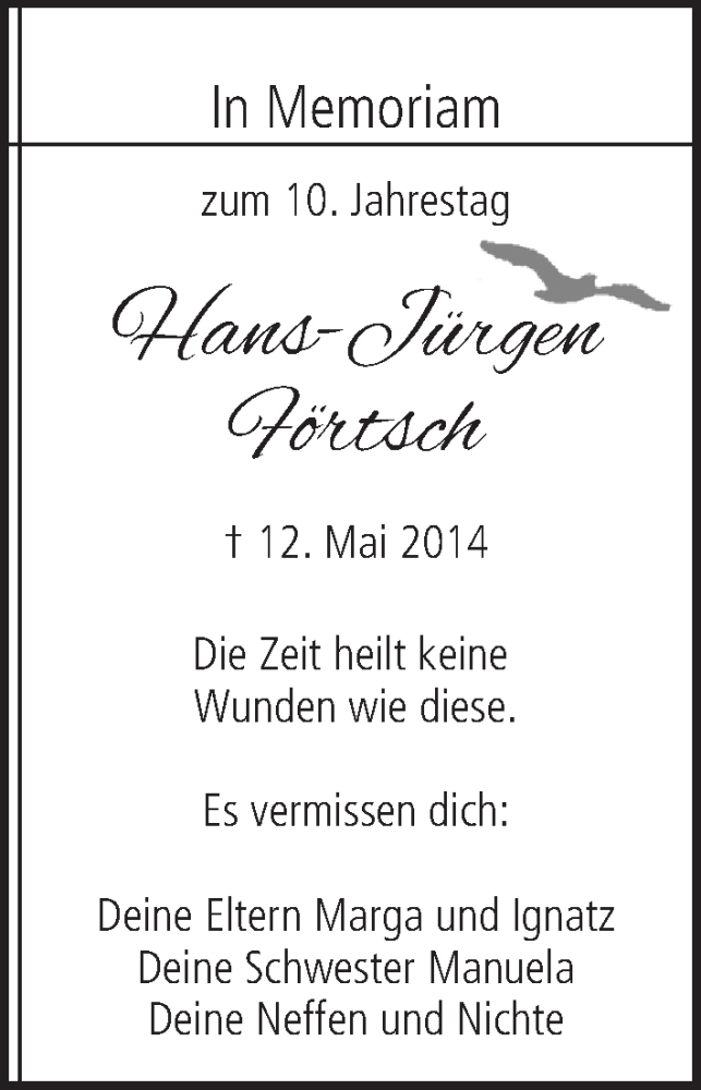  Traueranzeige für Hans-Jürgen Förtsch vom 11.05.2024 aus MGO