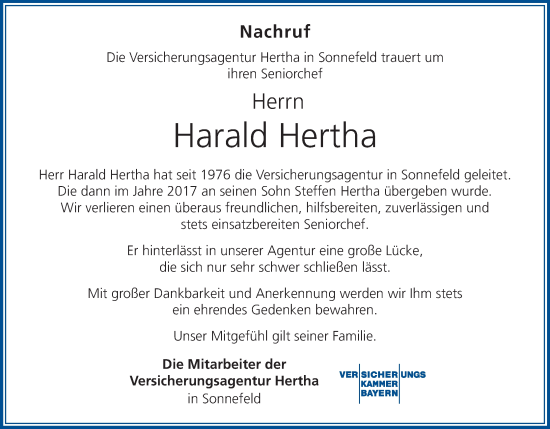 Anzeige von Harald Hertha von MGO
