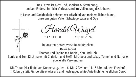 Anzeige von Harald Weigel von MGO
