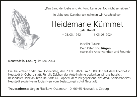 Anzeige von Heidemarie Kümmet von MGO