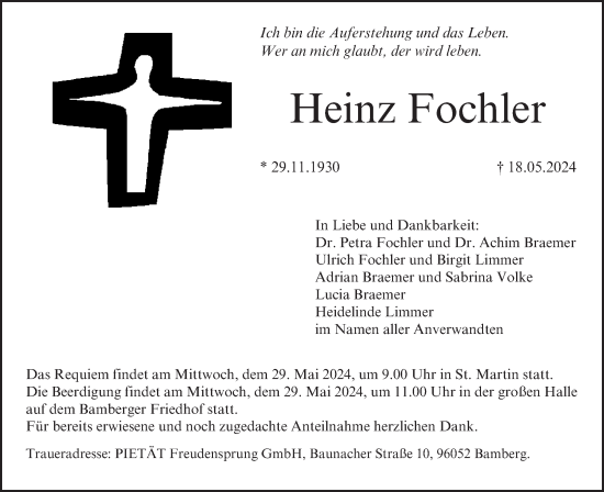 Anzeige von Heinz Fochler von MGO