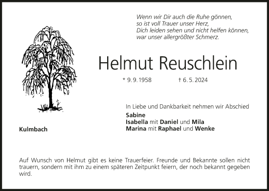 Anzeige von Helmut Reuschlein von MGO