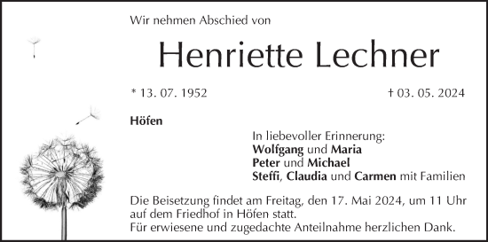 Anzeige von Henriette Lechner von MGO