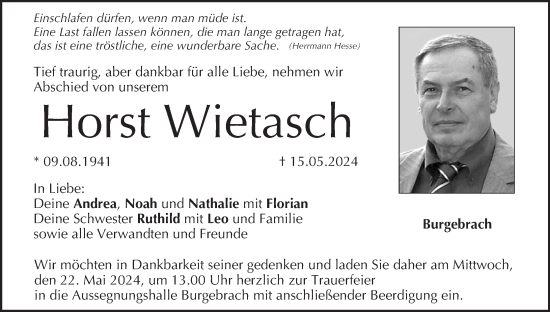 Anzeige von Horst Wietasch von MGO