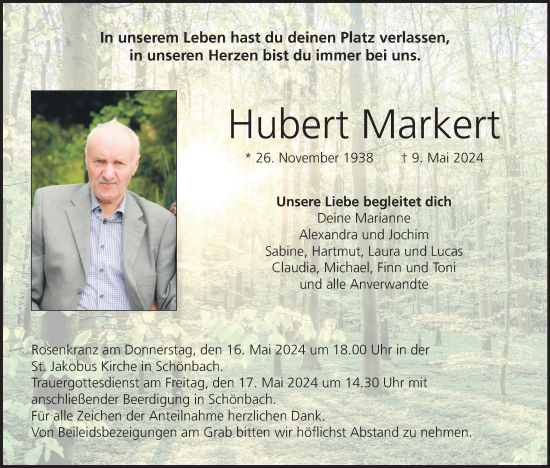 Anzeige von Hubert Markert von MGO