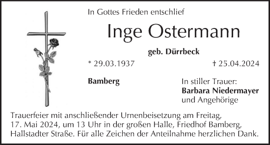 Anzeige von Inge Ostermann von MGO