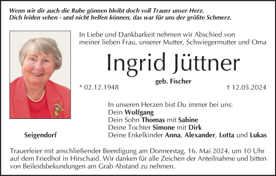 Anzeige von Ingrid Jüttner von MGO