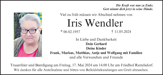Anzeige von Iris Wendler von MGO