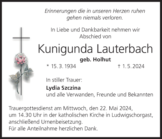 Anzeige von Kunigunda Lauterbach von MGO