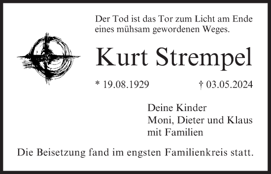 Anzeige von Kurt Strempel von MGO